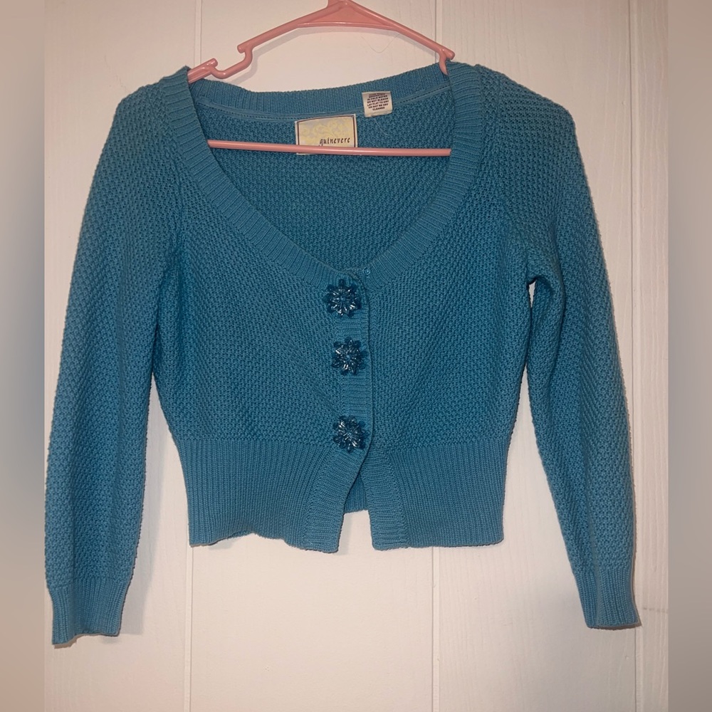 Blue cropped sweater thrifted size XS